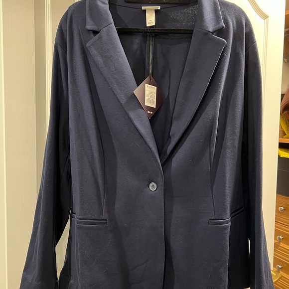 Navy Cotton Blazer - Picture 3 of 5